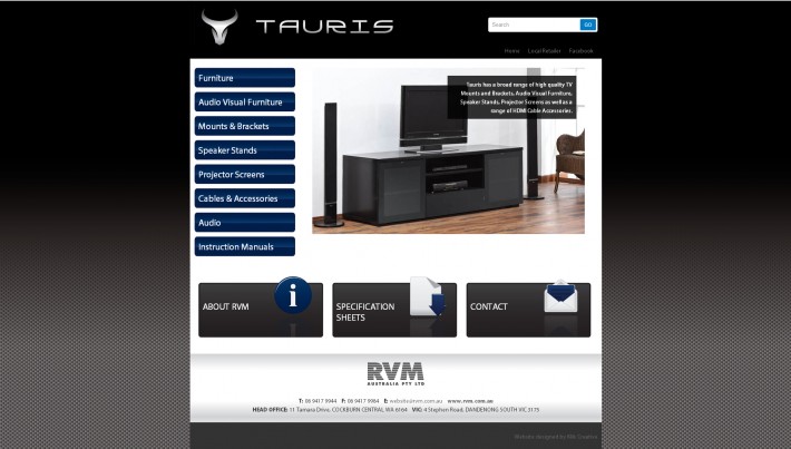 The size of Tauris range was the challenge to this site. The Tauris brand covers an array of home entertainment orientated products from wall mounted brackets, speaker screens and cables through to furniture, speaker stands and projector screens.
As these products become discontinued and new products take their place the website needed to be easily updated by a staff member whenever the need arose.